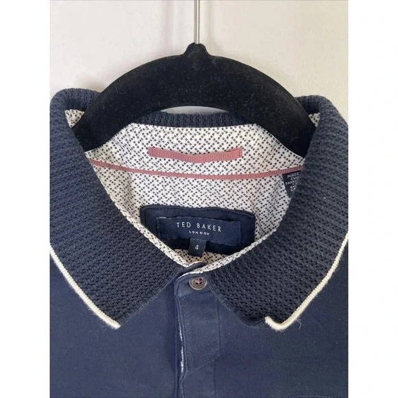 Ted Baker London Men’s Galton Tipped Polo Shirt Blue Size 4 - Picture 2 of 4